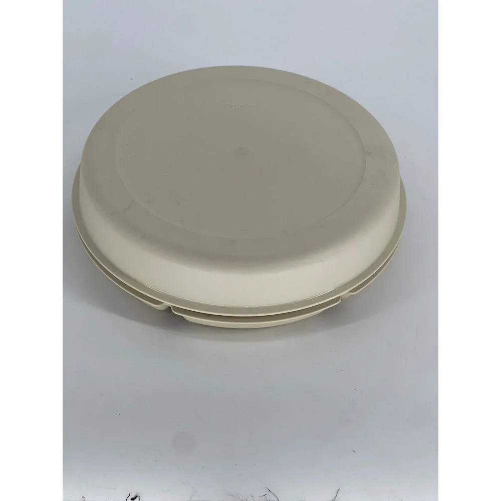 Tupperware Serving Tray Veggie Dip Platter with Lid Beige Vintage‎ Large Good